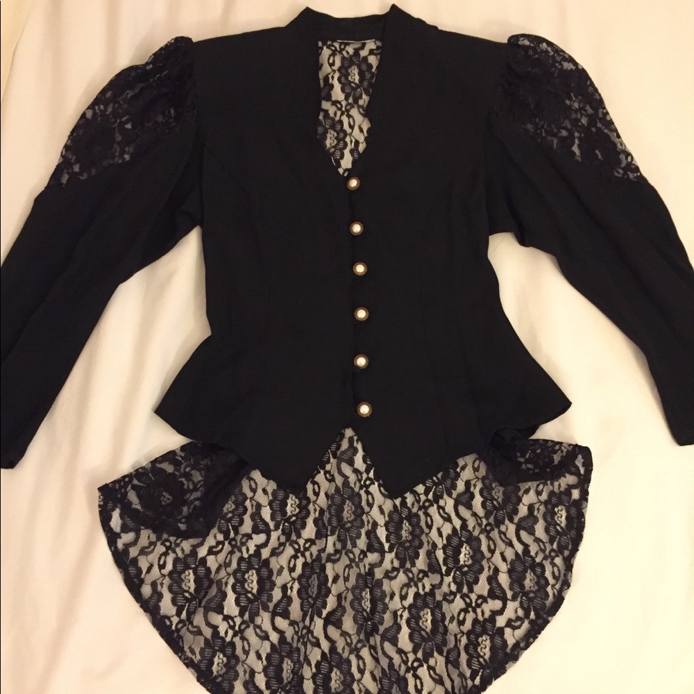 Vintage black lace button jacket